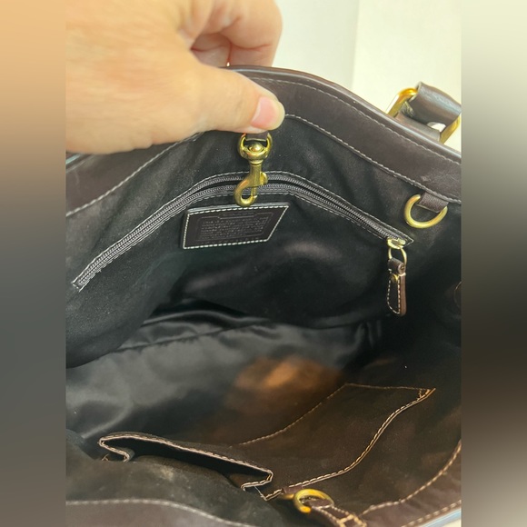 Coach Hampton Book Tote in Dark Brown Pebbled Leather - Picture 9 of 11